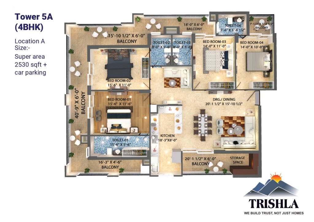 Trishla city 4 BHK Floor Plan